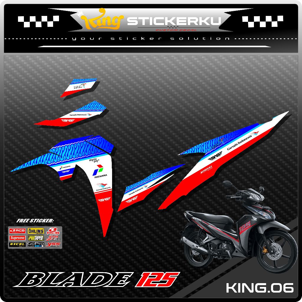Striping Blade 125 New - Stiker Sticker Striping Variasi Lis Honda Blade 125 New Repsol - Striping H