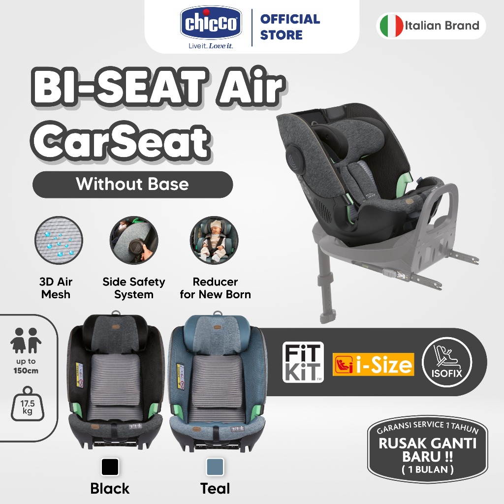 CHICCO BI-SEAT i-Size Air Car Seat without Base / Car Seat Bayi / Car Seat Anak