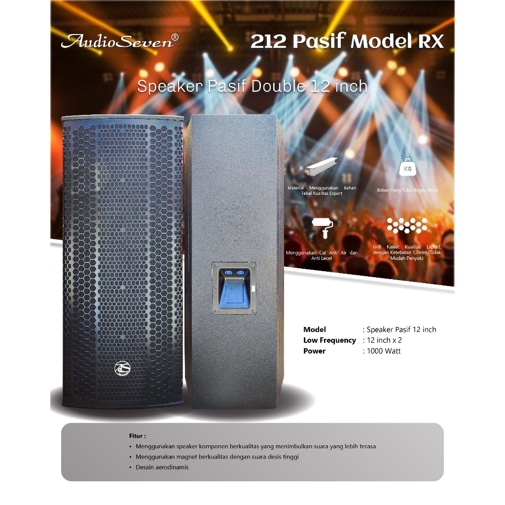Speaker Pasif 212 Double 12 inch Audio Seven Original High Quality