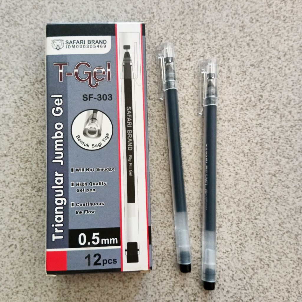 

Bolpoin Pulpen Triangular Jumbo T-Gel Hitam Safari Brand