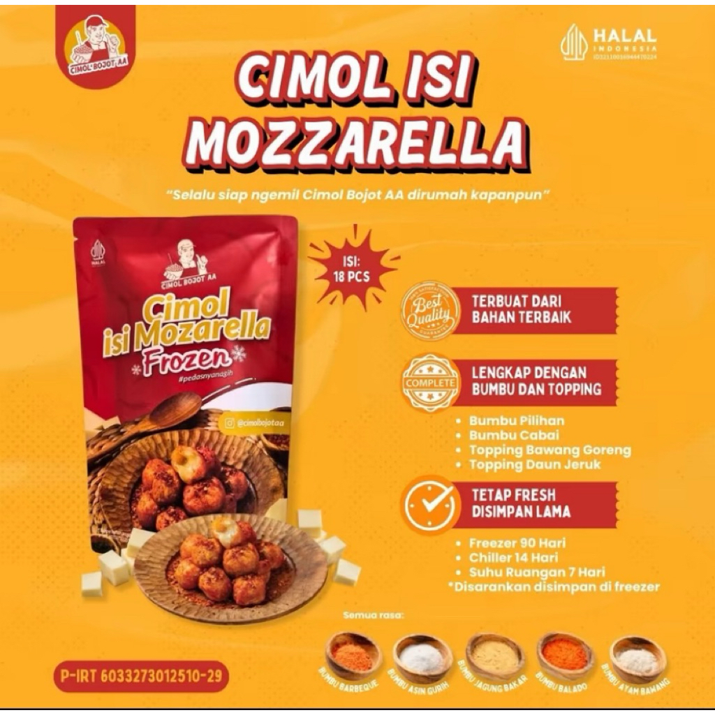 

Cemilan Cimol Mozzarella/Cimol Bojot AA Mozzarella Frozen Food