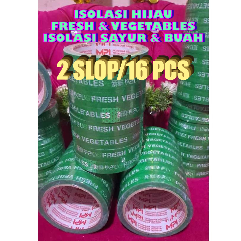 

MURAH 2 SLOP 16 PCS - Isolasi Fresh Hijau 18 mm x 50 Meter - Lakban Untuk Sayur & buah Fresh.