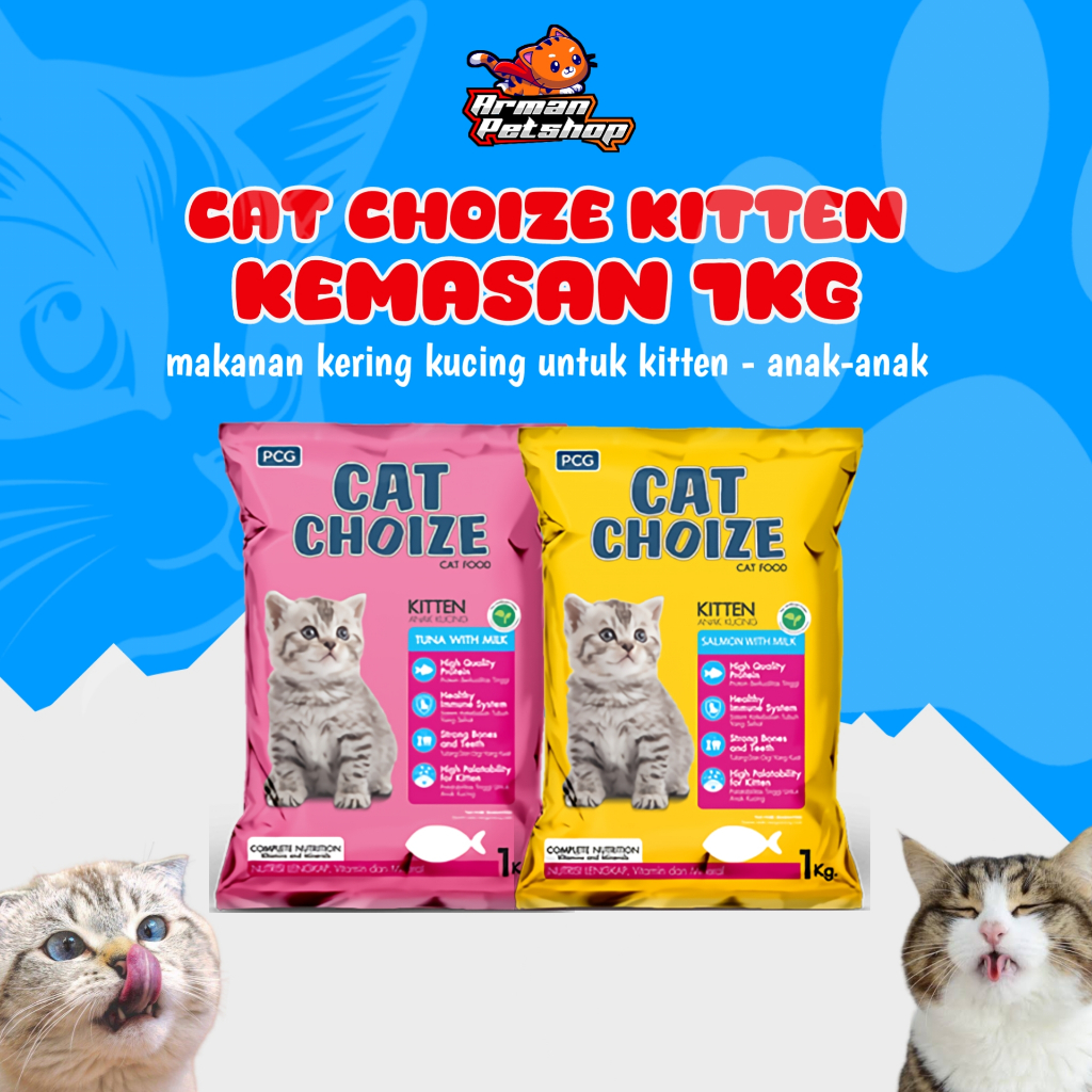 CAT CHOIZE KITTEN 1KG - Makanan Kucing Kering Fresh Pack Tuna Salmon With Milk 1 kilo