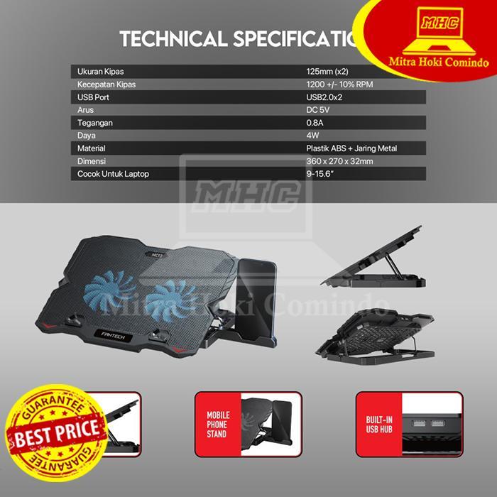 Fantech Notebook Cooler NC 12 NC12 NC-12 2 Fan Blue LED