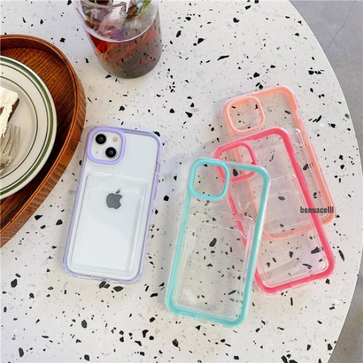 Transparant Card Wallet Bumper Full Cover Case Compatible For Iphone 7 8 Se 7+ 8+ X Xr Xs 11 12 13 1