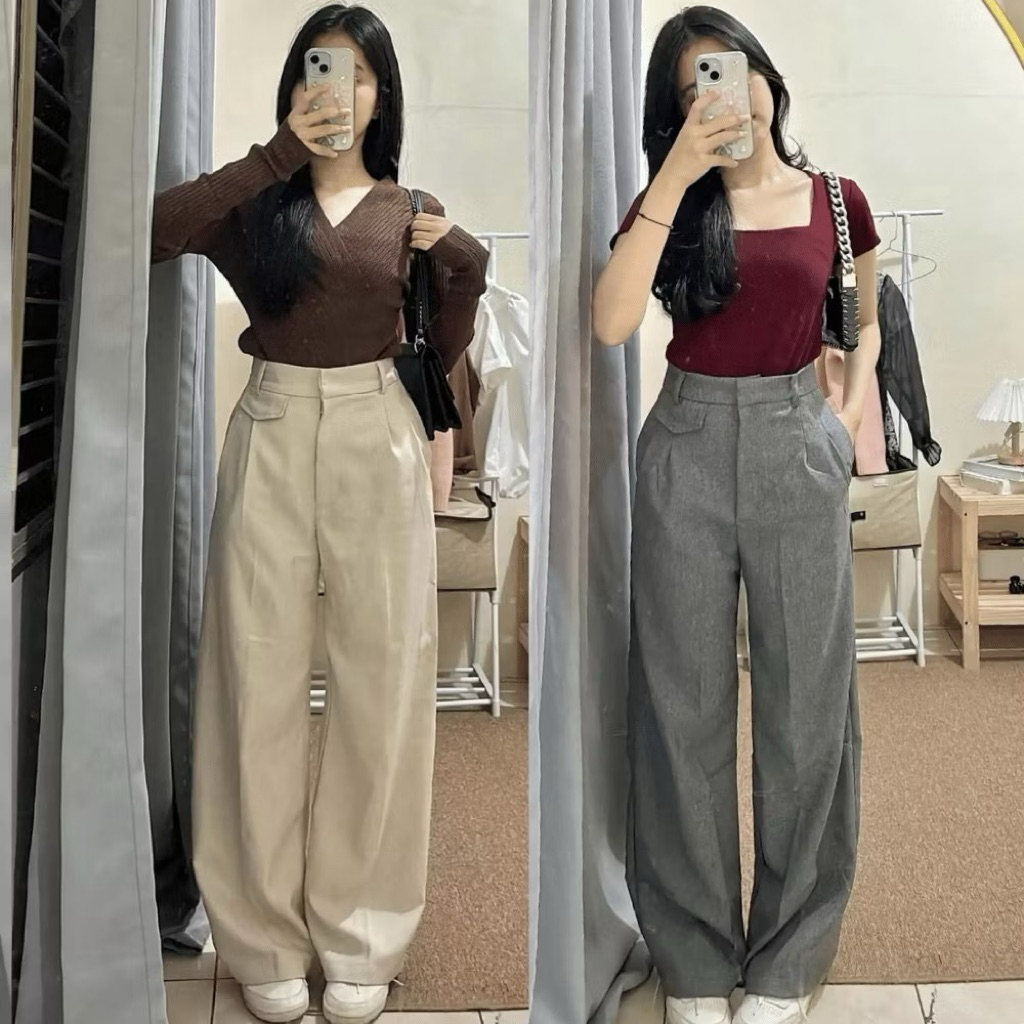 ORO PANTS - Loose Pants Trouser Wanita - Celana Anti Kusut - Celana Kulot yeona