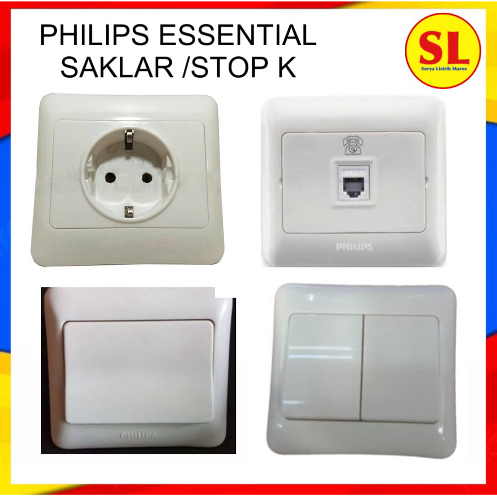 PHILIPS ESSENTIAL SAKLAR ENGKEL SERI STOP KONTAK SAKLAR TELEPON
