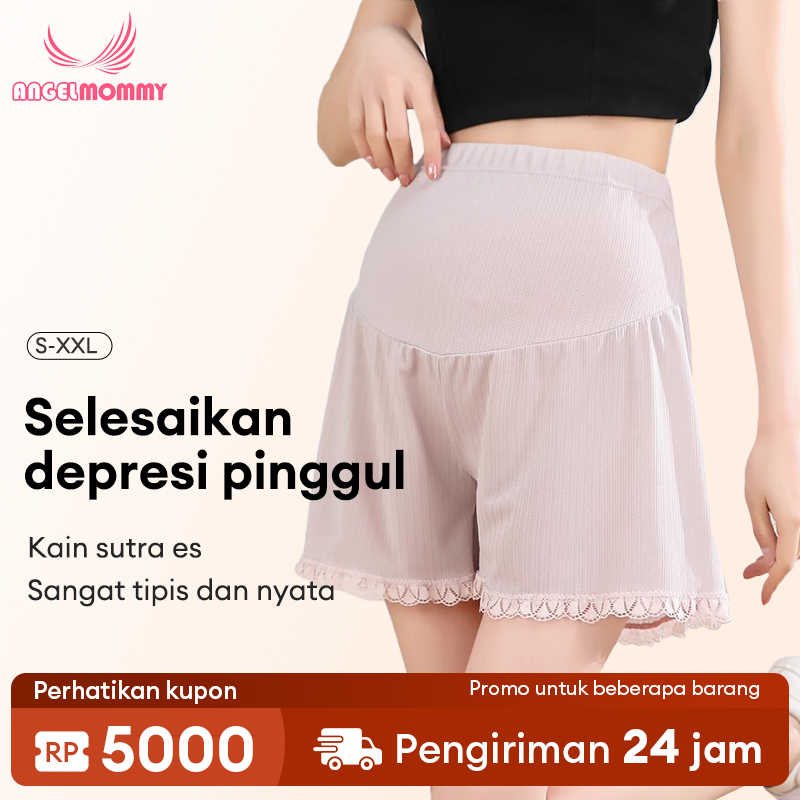 ANGEL MOMMY Celana Keselamatan Bersalin Legging Longgar Celana Pengaman Renda Sutra Es Musim Panas 2