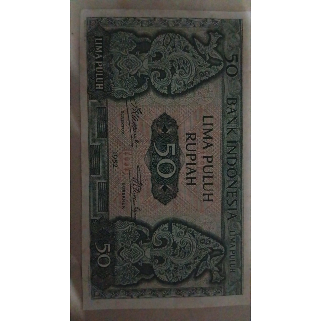Uang Kertas 50 Rupiah Tahun 1952 – Koleksi Langka Bank Indonesia