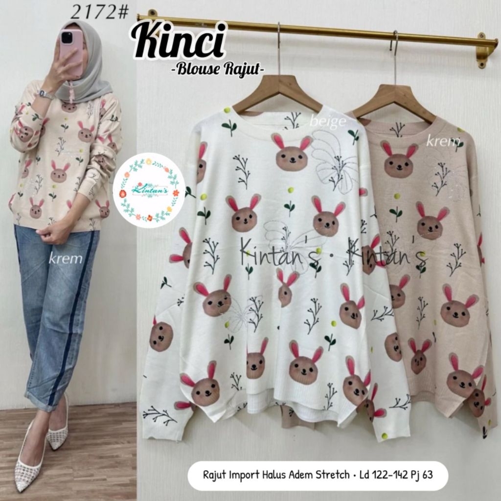 Kinci Blouse Rajut - Kaos Wanita Jumbo - Kaos Oversize - Kaos Rajut Import Premium by Kintans