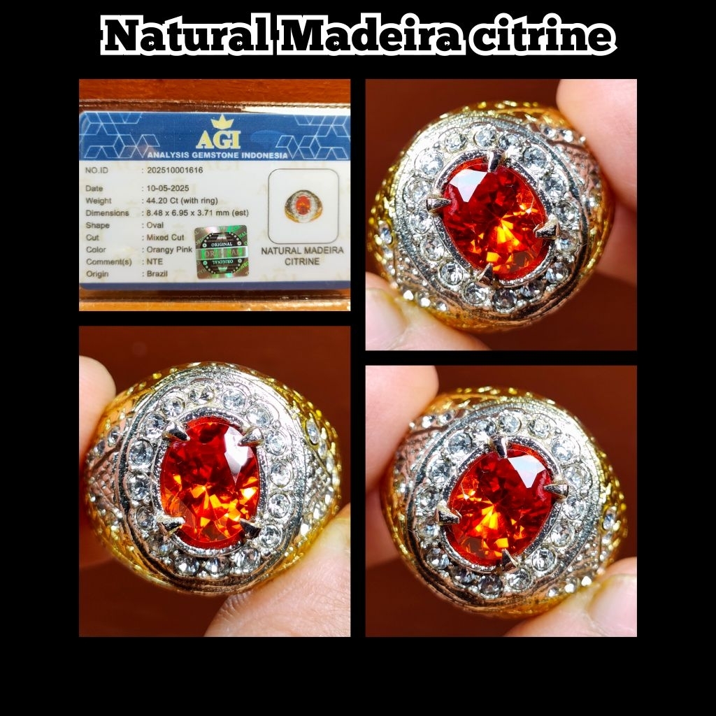 CINCIN BATU PERMATA MADEIRA CITRINE KRISTAL