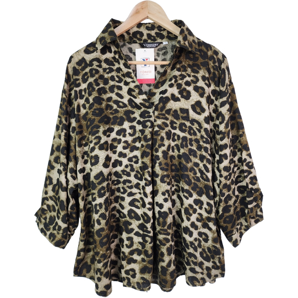 Atasan Wanita V-Neck Rayon Leopard Terbaru BIG SIZE JUMBO XXXXXL 5XL LD 110 120 130 CM 4408# 4758#