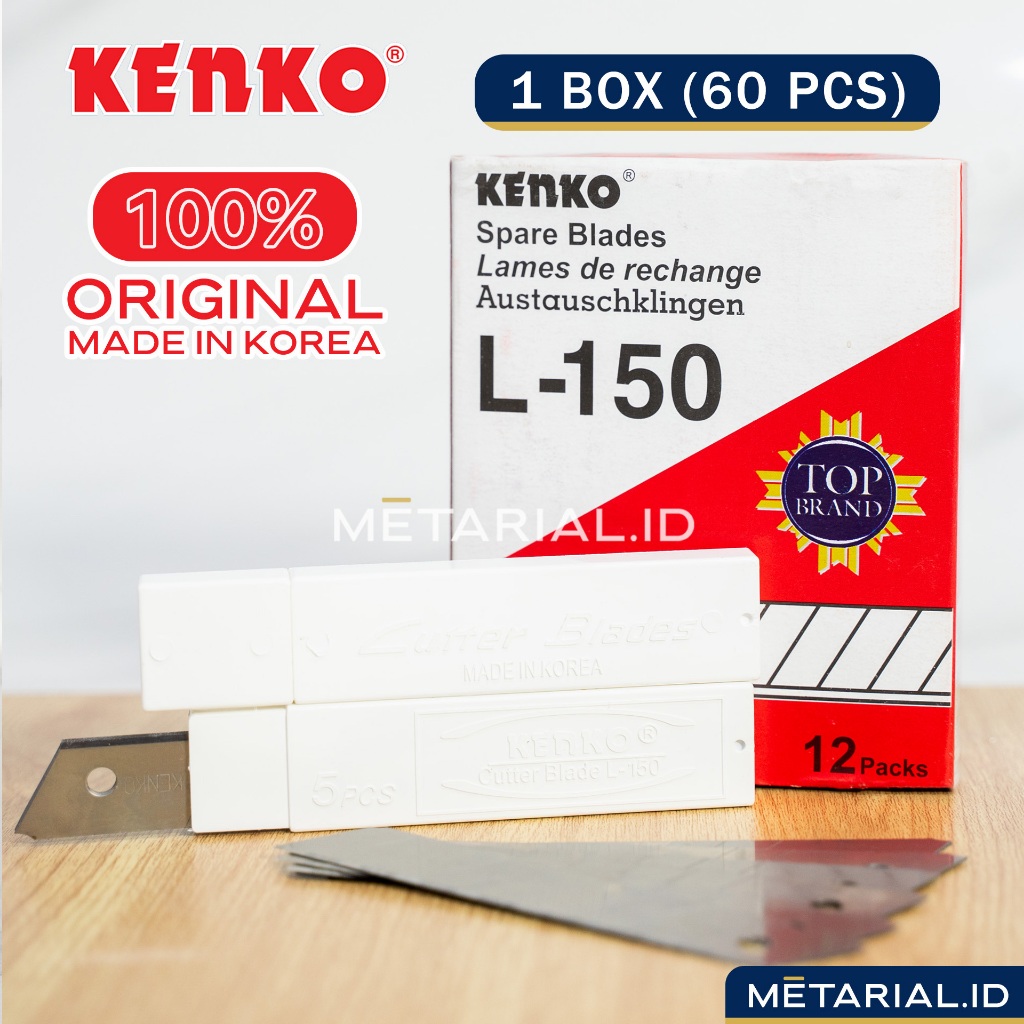 

[60 PCS] Isi Refill Pisau Cutter KENKO ORIGINAL Isi Refill Besar L-150 | Carter Blade - 12 Tube