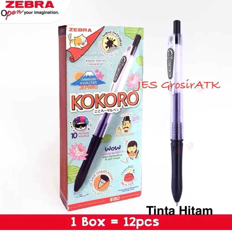 

KODE J84T Zebra Pulpen Kokoro 5 mm Pulpen Gel Kokoro Grosir Harga 1 Box 12pcs