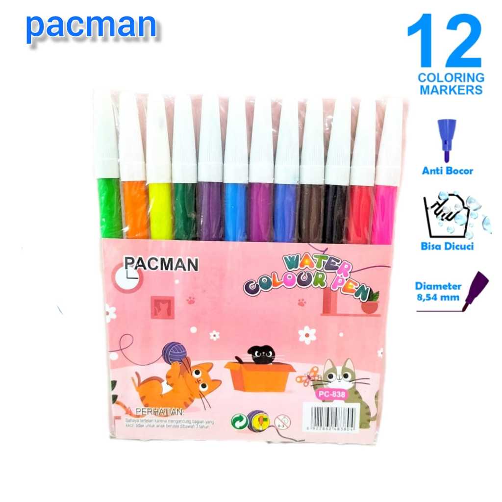 

Veiso_Spidol 12W Pacman PC-838/SPIDOL WARNA PACMAN PENCIL MARKER - SIGN PEN PW-12A