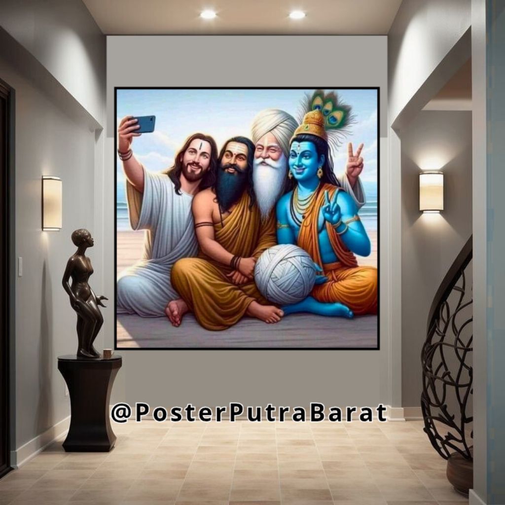 Poster Cetak Hiasan Dinding Jumbo Gambar Toleransi Beragama Kristen, Hindu, Buddha, Islam dll Uk 70 