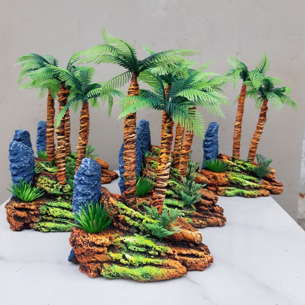 aksesoris aquarium mini ornament aquarium estetik  hiasan aquarium pohon kelapa mini hiasan aquarium