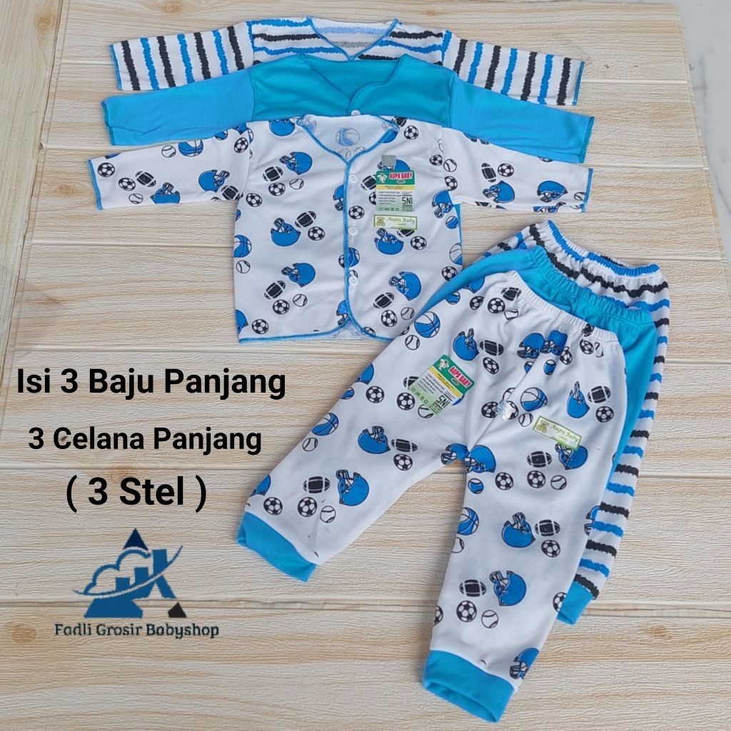 6 Pcs / 3 Stel Baju Celana Panjang Bayi Newborn Stelan Bayi Laki Laki Stelan Bayi 0-3 Bulan