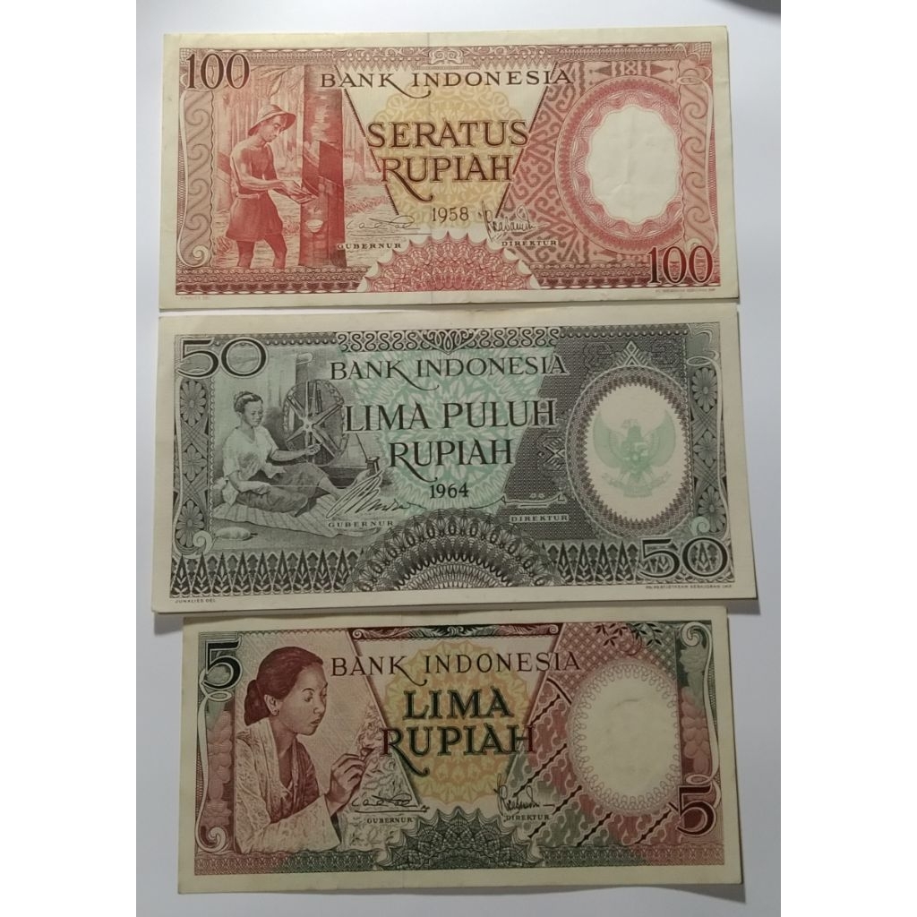 Uang Lawas Indonesia Set Seri Pekerja 3 Lembar Langka