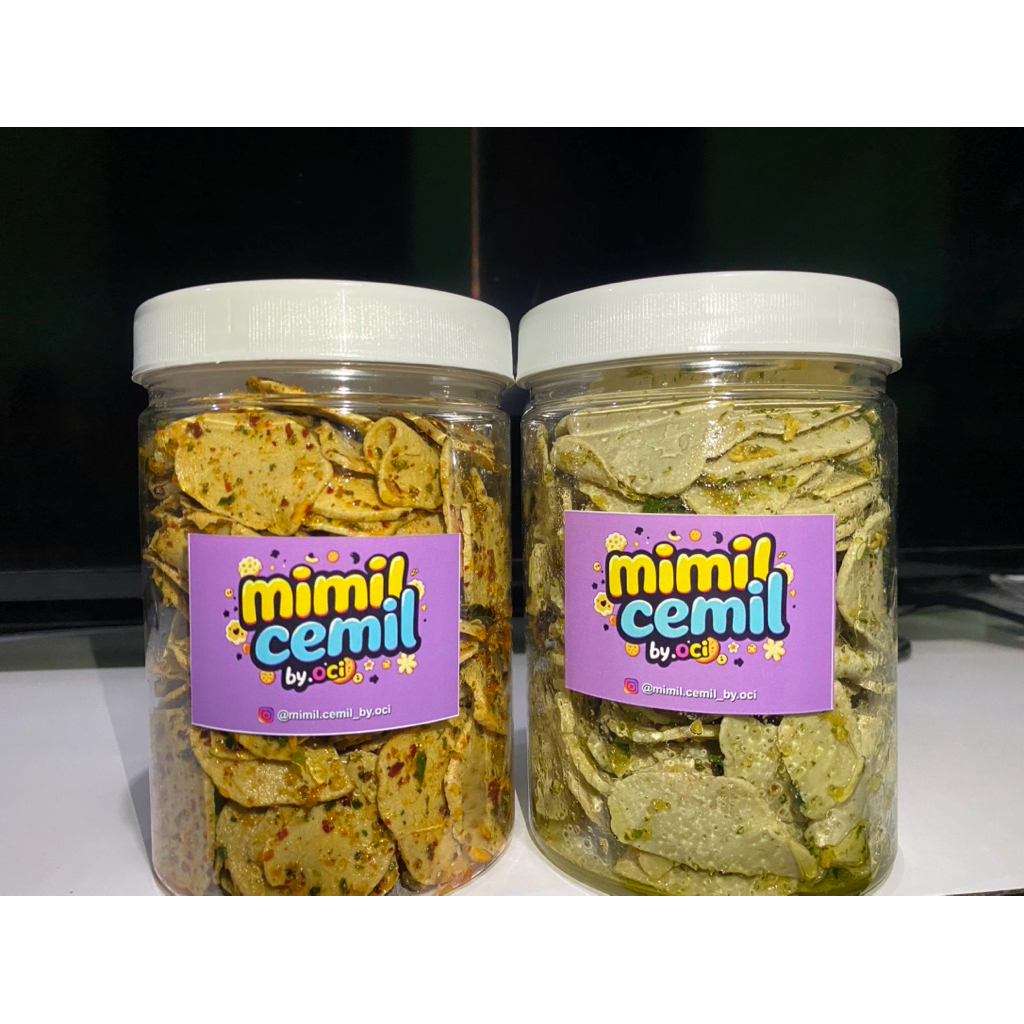 

Basreng cikruh pedas daun jeruk dan original daun jeruk 250gr kemasan toples 800ml