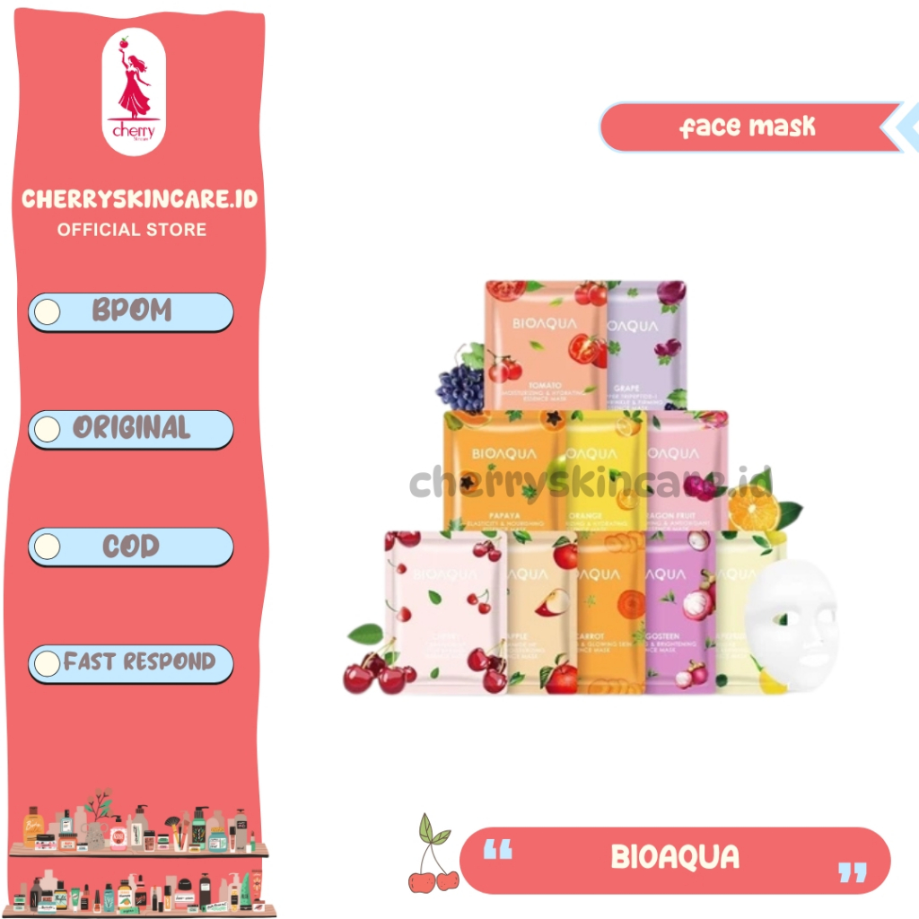❣️Cherryskincare.id ❣️BIOAQUA Fruit & Veggies Mask Brightening mousturizing Anti aging Masker Wajah
