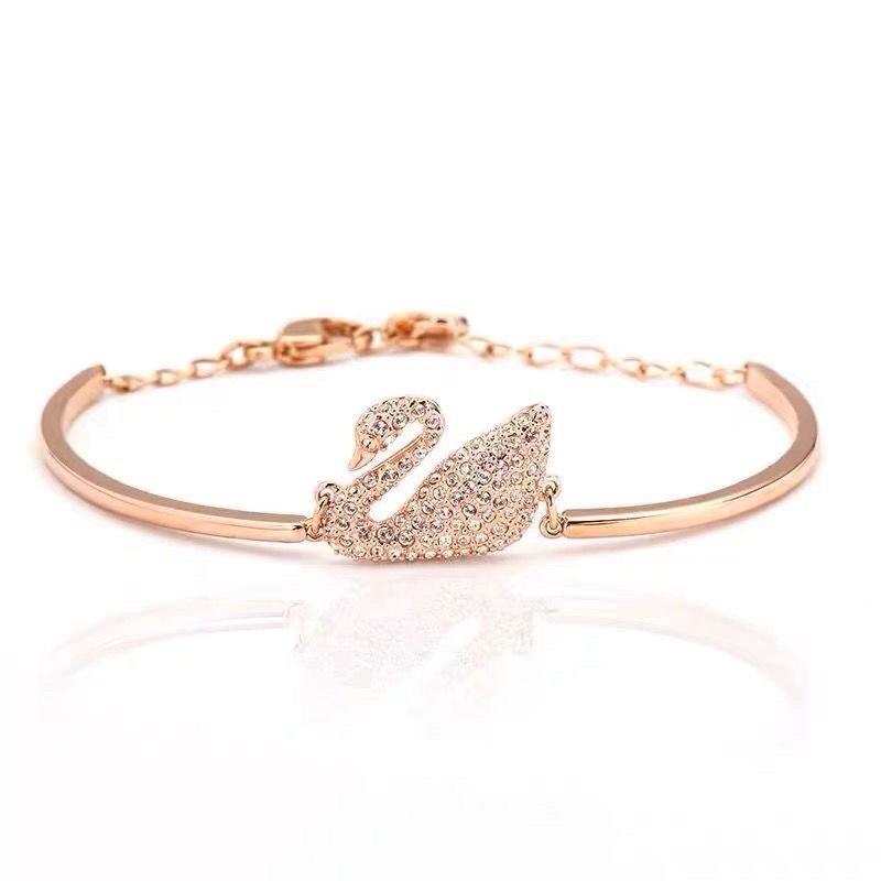 Gelang kristal bertatahkan angsa Gelang berlian penuh Swan Lake klasik emas Swarovski hadiah untuk p