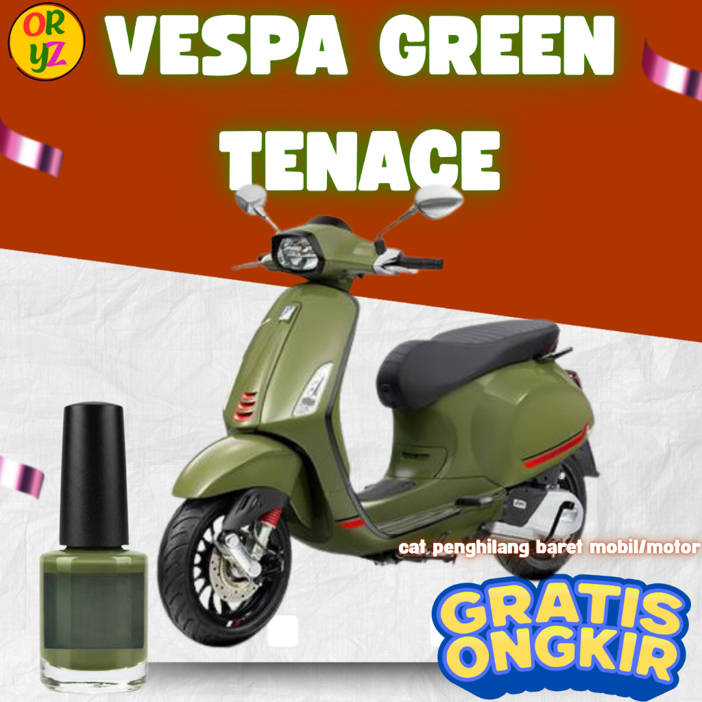 Cat Green Tennace Vespa Vespa Sprint, S, LX 150 solid glossy Cat Hijau Vespa Cat Penghilang Baret Le