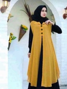 KODE Y75H Cardigan Wanita Panjang Muslim Tanpa Lengan Jumbo Outer Ceruty Polos Kekinian