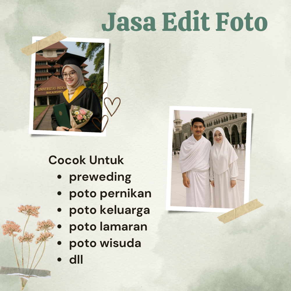 JASA EDIT FOTO PREWED, FOTO WEDDING, FOTO LAMARAN, FOTO WISUDA, FOTO KELUARGA, FOTO PRODUK DLL