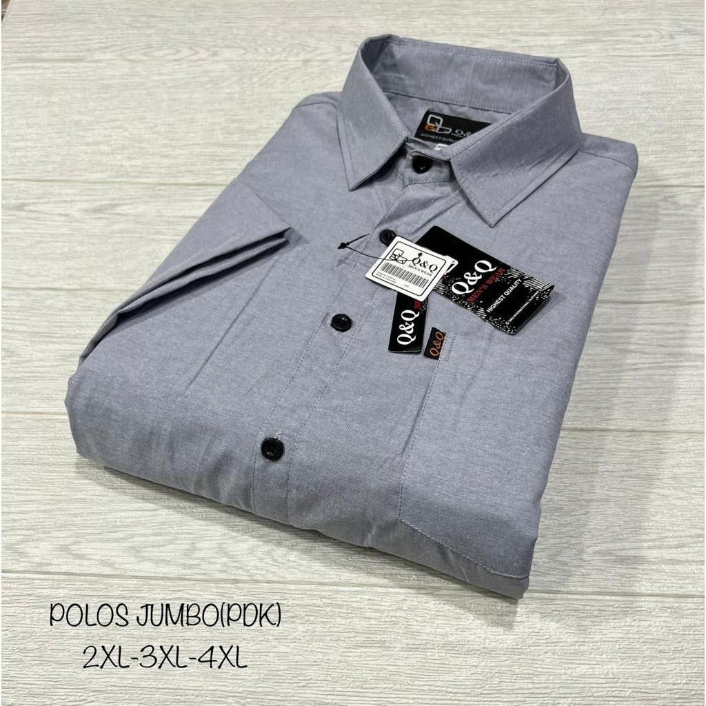 Kemeja Pria Lengan Pendek Abu Muda Oxford Polos Jumbo Hem Katun Premium Distro Terlaris Edu Store