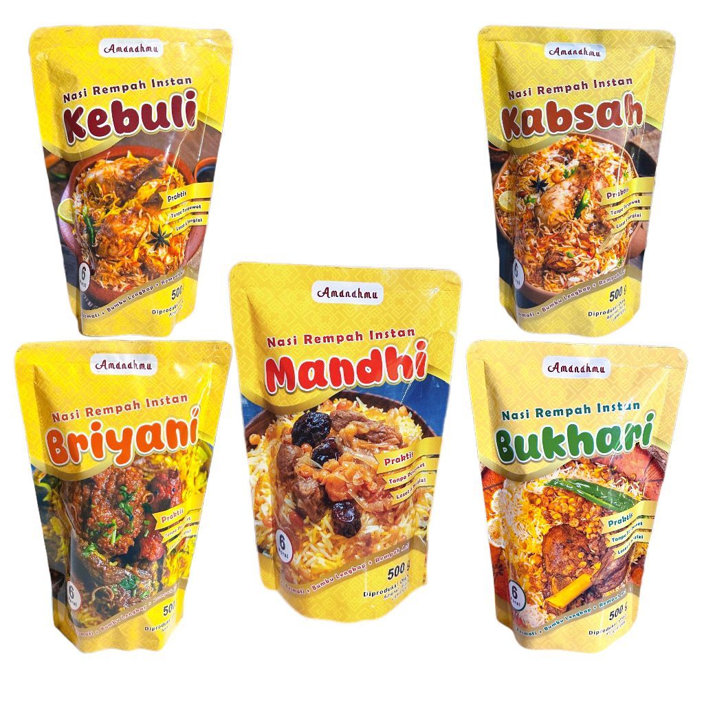 

Nasi Rempah Instan Timur Tengah 500 Gram AMANAHMU Kebuli Biryani Kabsah Mandhi Bukhori