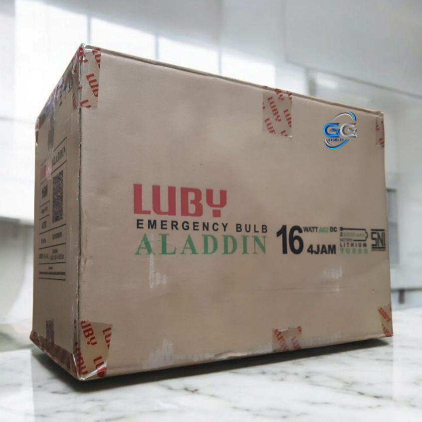 Paket 1 DUS  LUBY Aladdin Lampu LED Emergency 16 Watt/ 1 Koli Isi 30 Pcs Lampu Luby Aladdin 16W