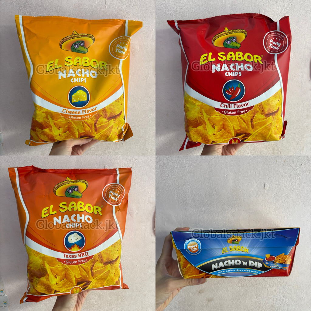 

ELSABOR NACHO CHIPS GLUTEN FREE TEXAS BBQ / CHILI / CHEESE - EL SABOR NACHO AND DIP SALSA SAUCE