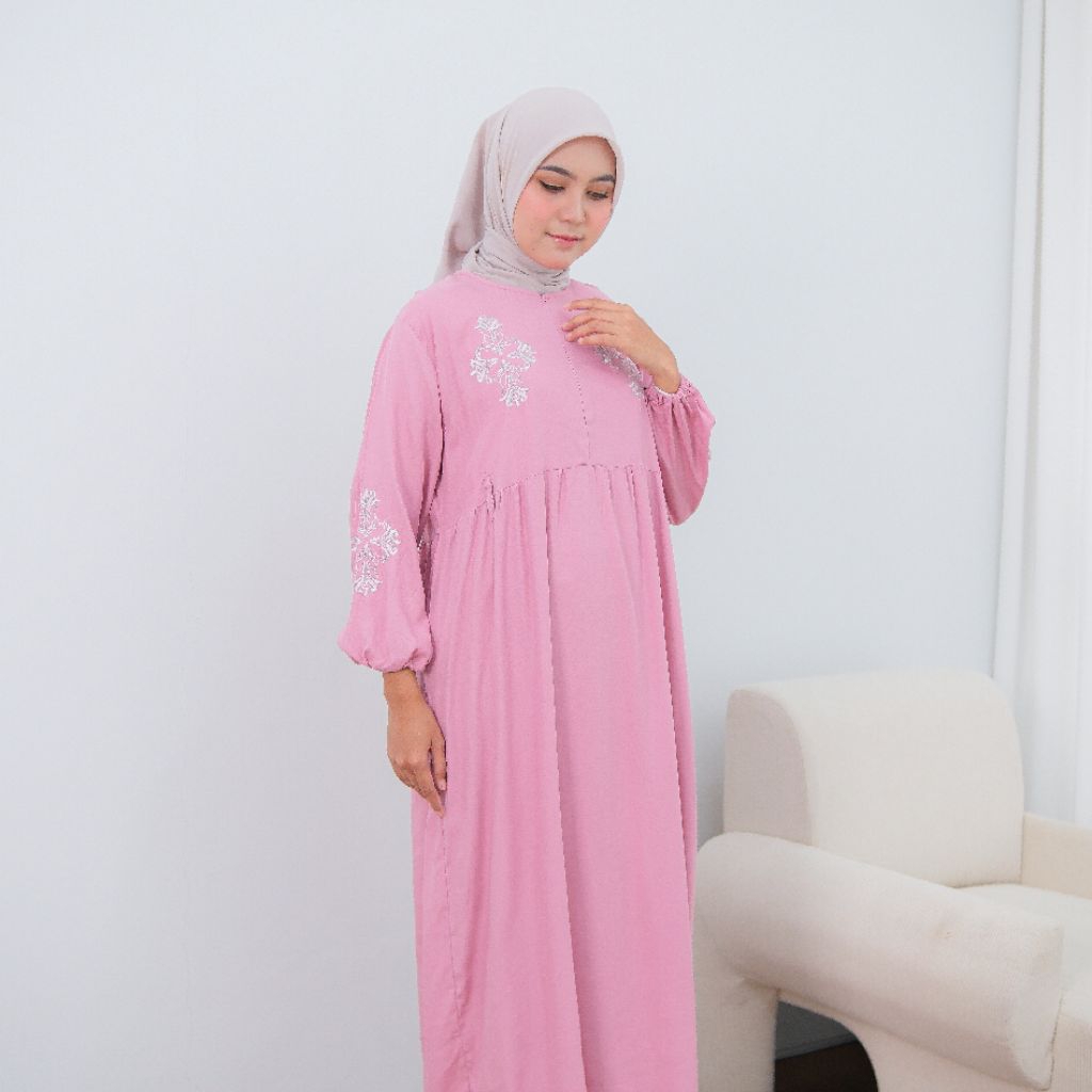 Maala Dress Daily Busui Gamis Rayon Twill Bordir