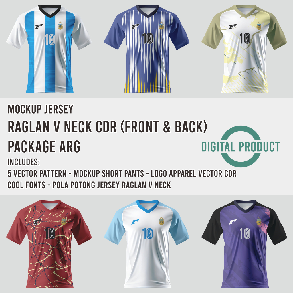 raglan V neck paket B - mockup jersey coreldraw