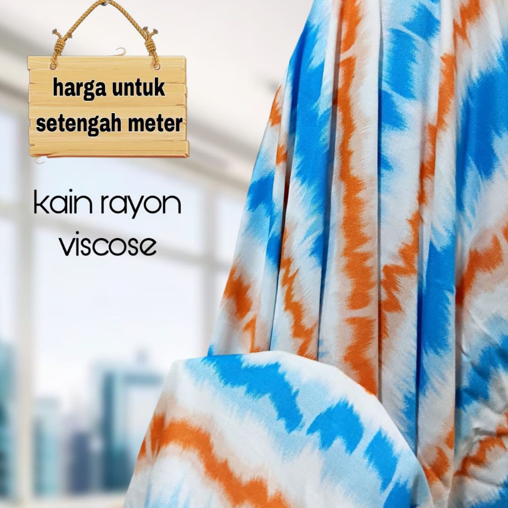 Kain Katun Rayon Viscose Motif Salur Abstrak Terbaru