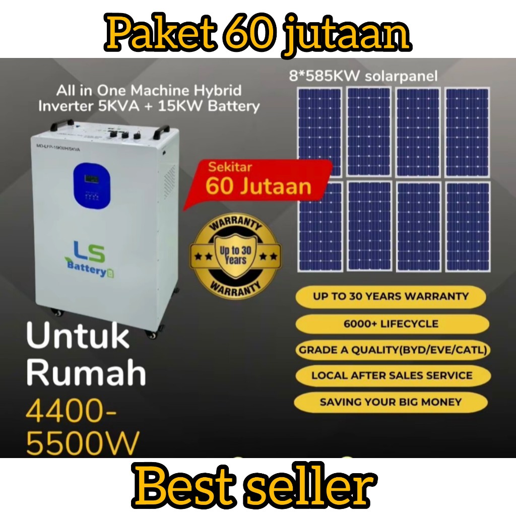 PLTS 5500 WATT, PAKET PLTS RUMAH, PLTS RUMAH 5500 WATT, PAKET PLTS ON GRID, PAKET PLTS OFF GRID