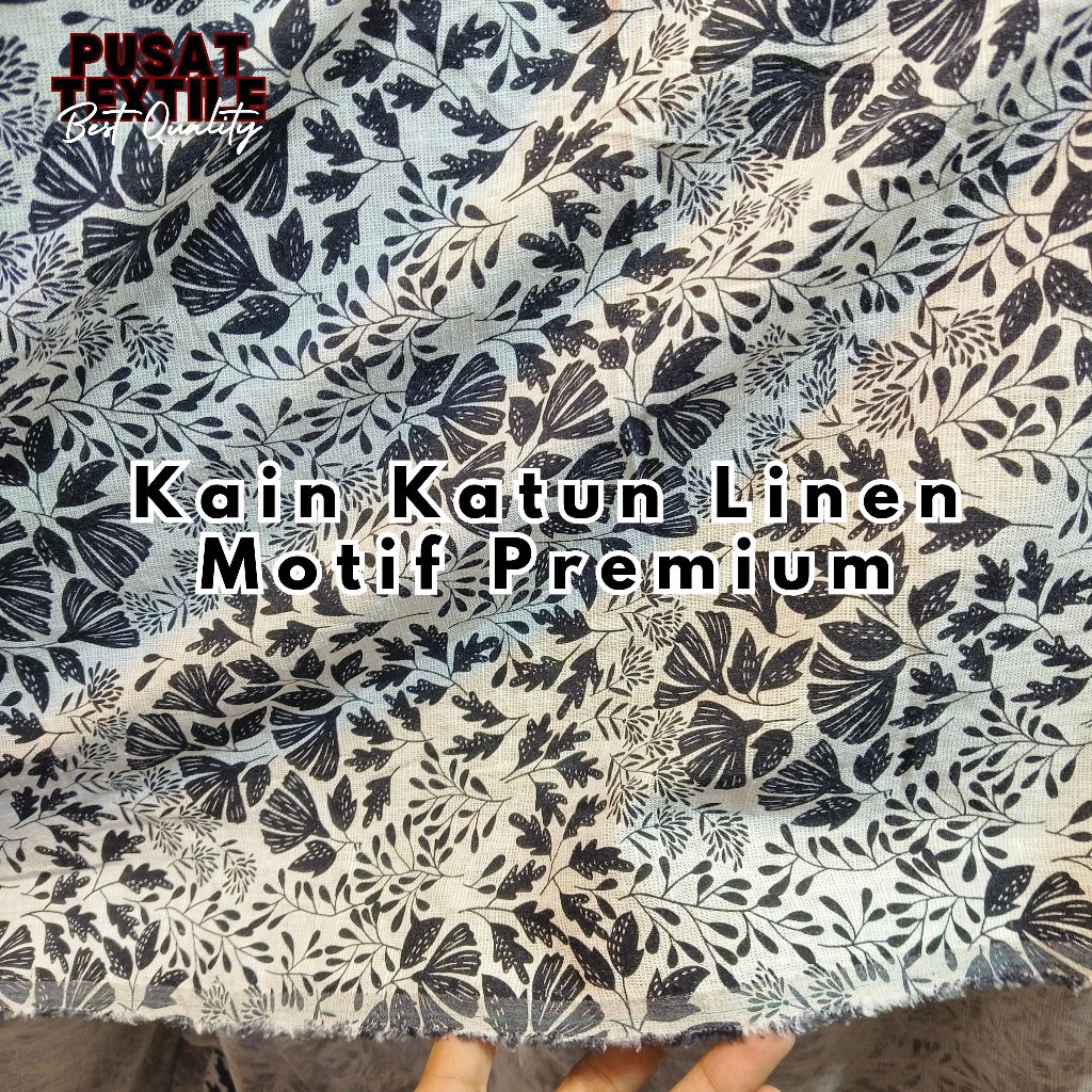 PROMO Kain Katun Linen Motif Premium/Kain Linen Motif Meteran/Kain Linen Motif