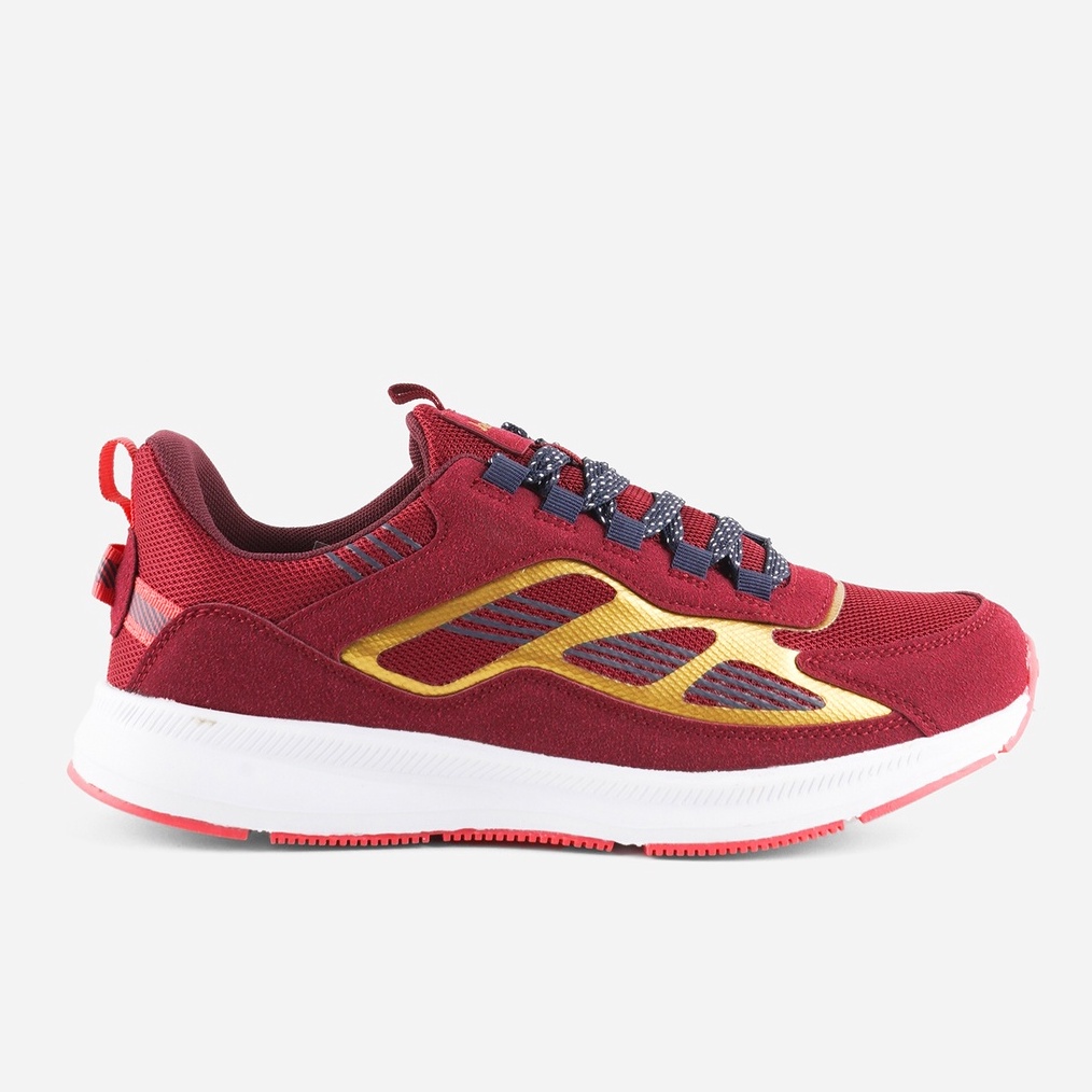KODE B58A Jackson Active Pacer 1 Maroon Gold Sepatu Olahraga Futuristik