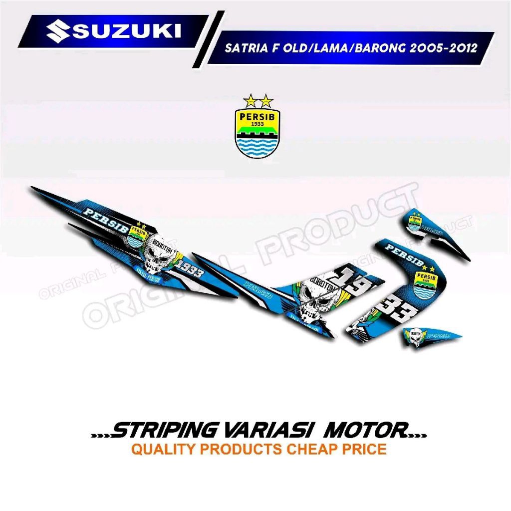 Striping variasi stiker motor SUZUKI SATRIA F OLD/LAMA BARONG tahun 2005 sd 2012 lis model PERSIB BA