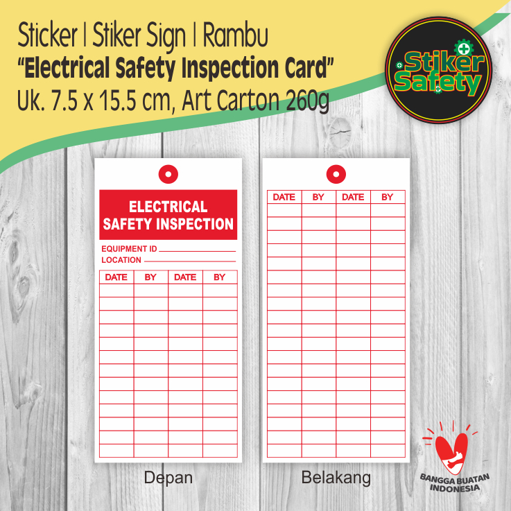 

Kartu Checklist Ceklis Log | Electrical Safety Inspection Record Card