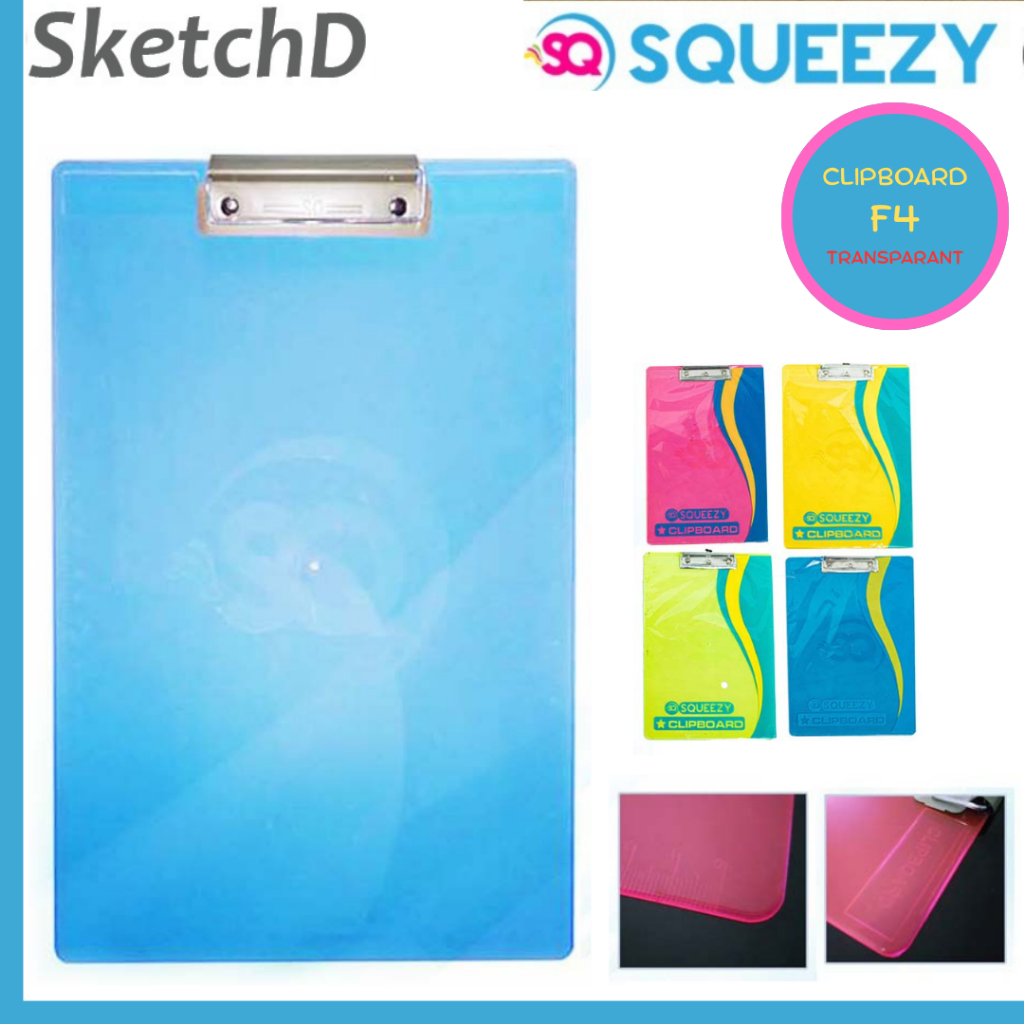 

Papan ujian Clip Board Bening F4 Squeezy Clipboard Folio Papan jalan Transparan