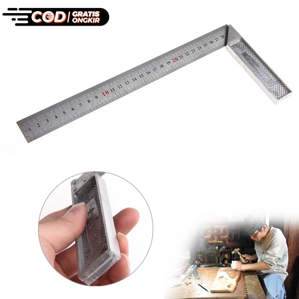 

Penggaris Besi Siku L Stainless Steel 30cm Pengukur Sudut Square ATS Siku Mistar Ruler 90 Derajat