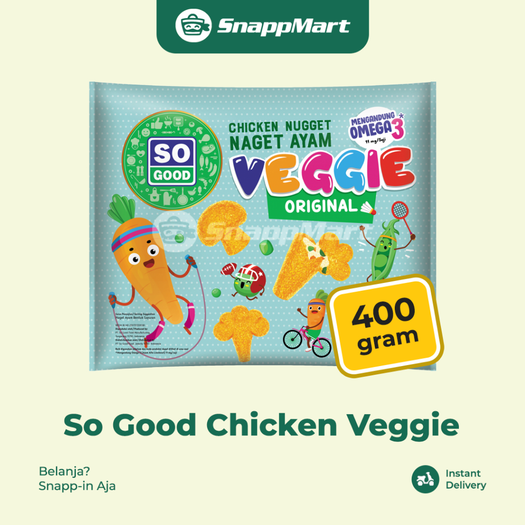 

So Good Chicken Nugget Veggie Original (400 gram) - INSTANT / SAMEDAY - Frozen Food