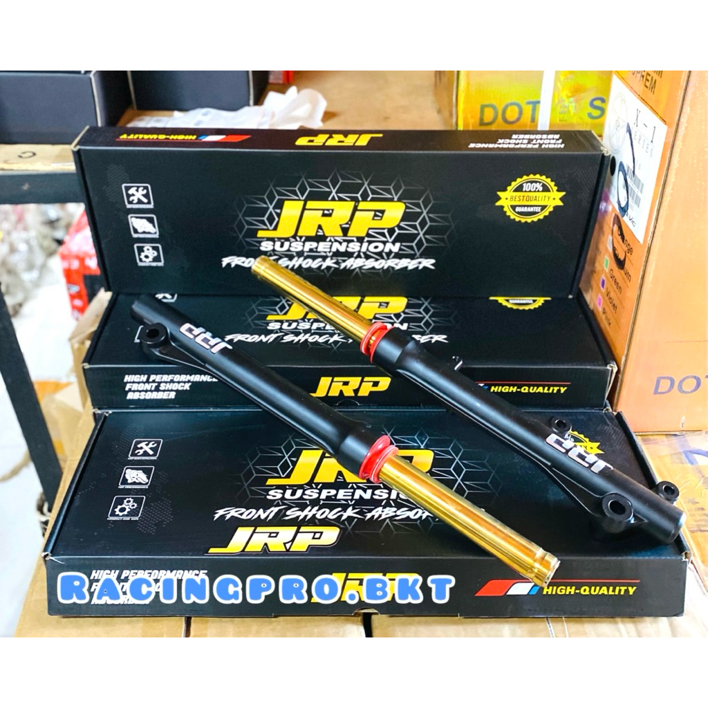 SHOCK DEPAN + TABUNG JRP UNTUK MIO J/ MIO SPORTY / BEAT / VARIO / SCOOPY / SHOCK AS RAINBOW GOLD BLU