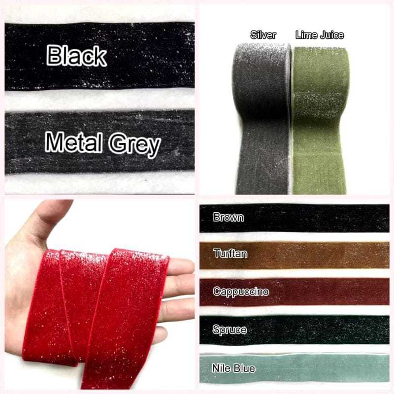 

10YARD - 3,8 CM PITA BLUDRU GLITER HALUS SILVER | VELVET GLITER SILVER (11/2)