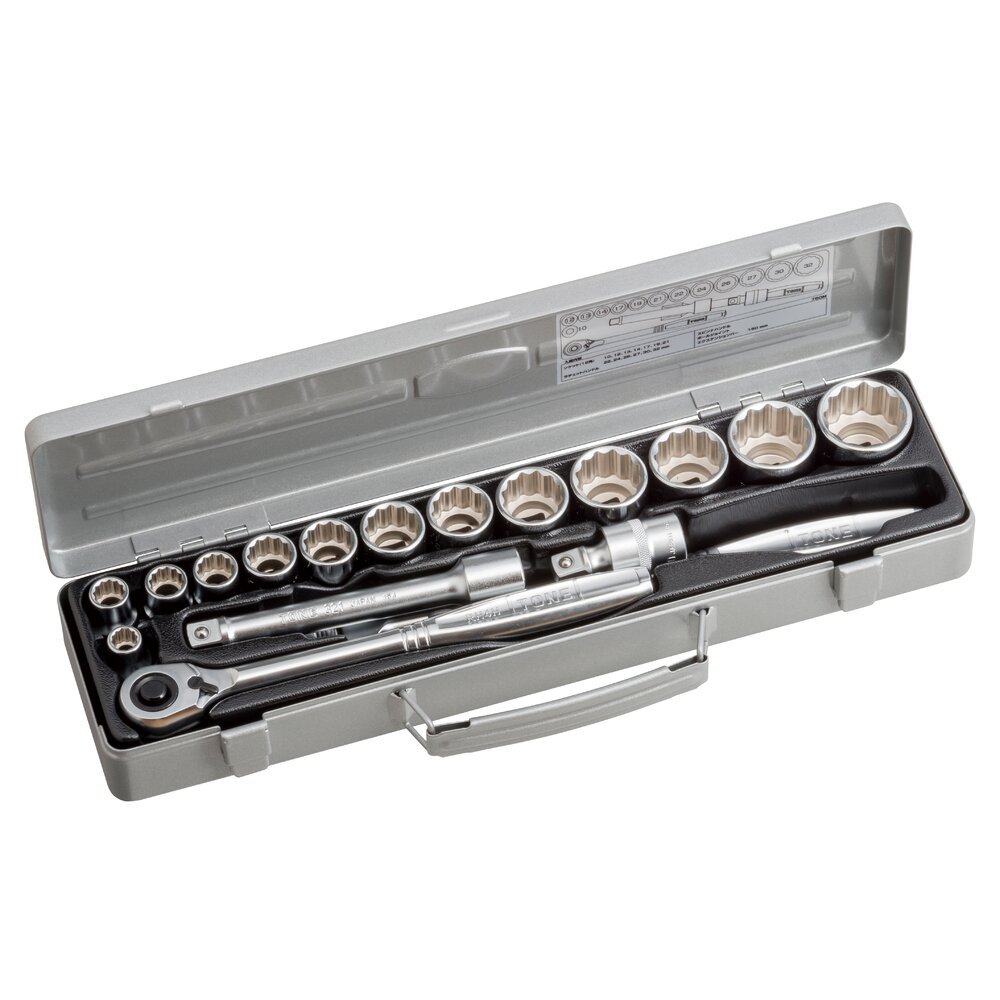 TONE Socket Wrench Set 17 Pcs Drive 12.7mm Ukuran 12PT 10-32mm 760M