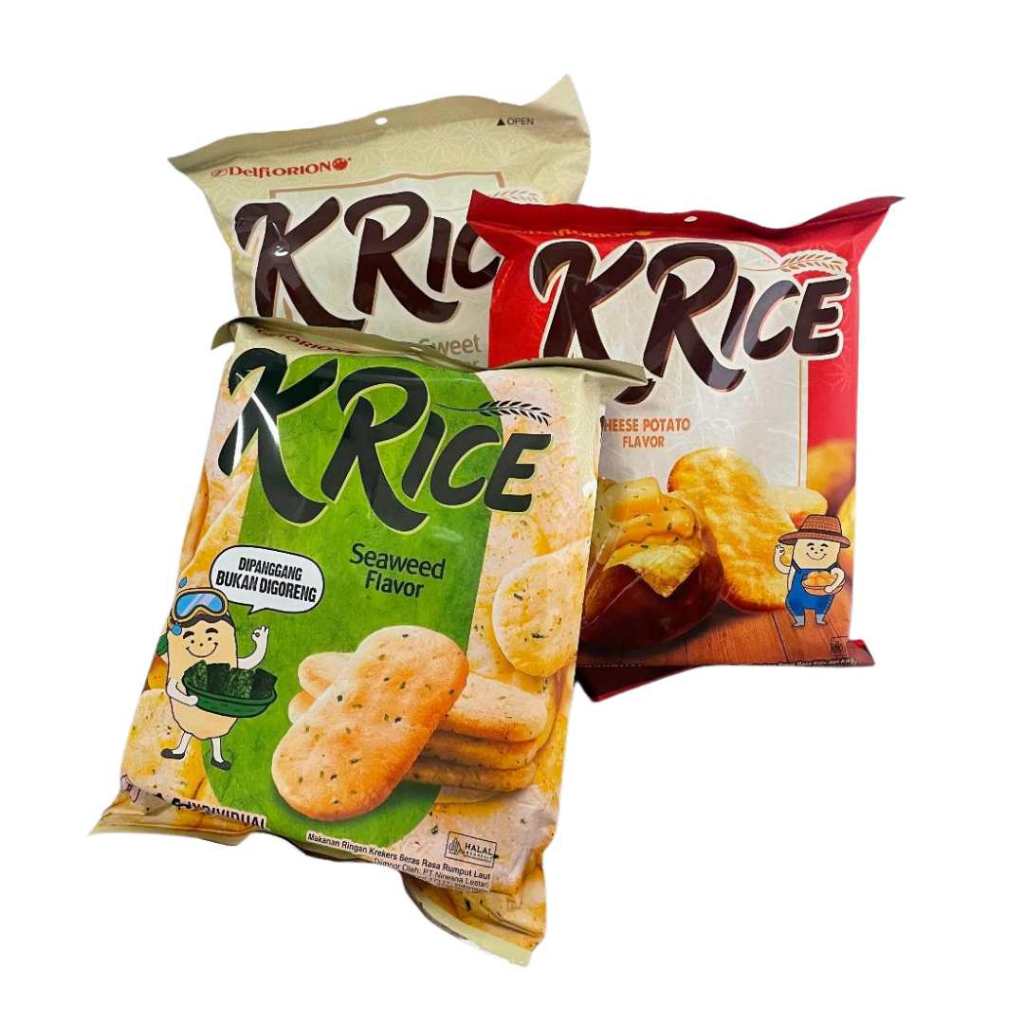 

KRice Crackers 151gr K'Rice krakerr Beras Manis Crispy O'Rice Rasa Sweet Seawed Cheese Potato Flavor
