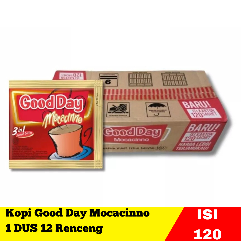 

Kopi Good Day moccacino 3 in 1 - 1 Dus Isi 120 Sachet (12 Renceng)