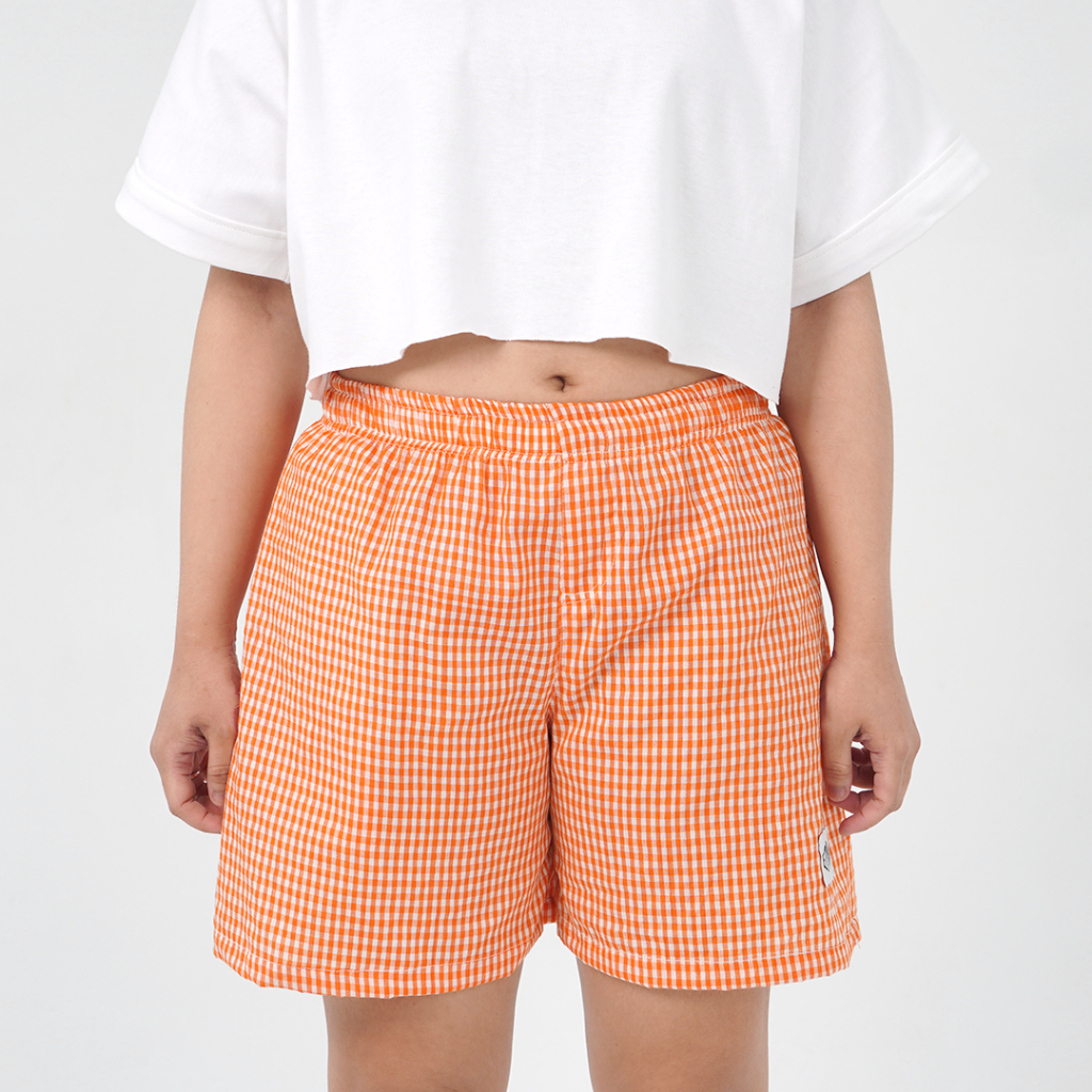 HPY EAZY WEAR Celana Boxer KOTAK ORANGE Pria Wanita Celana Pendek Model Saku Celana Pendek